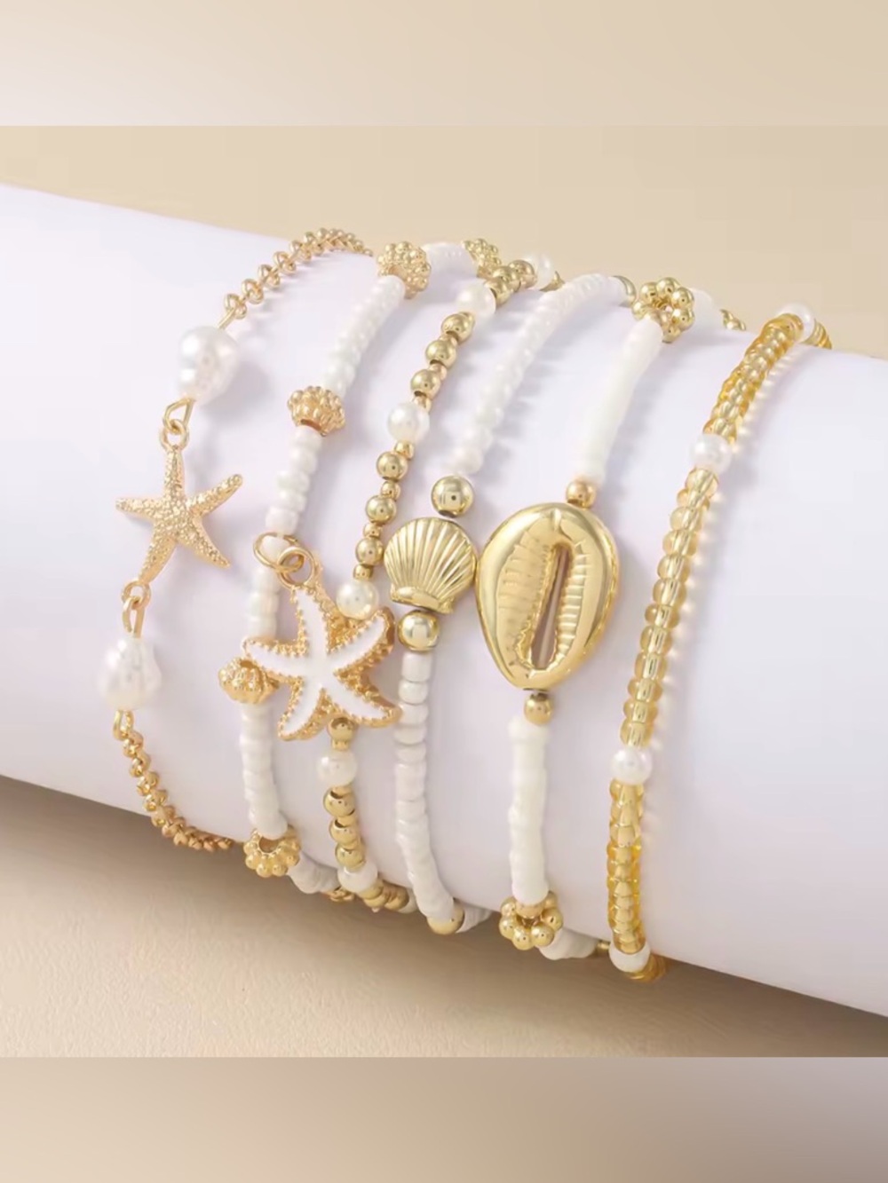 ✨ Vintage-Inspired Bead Bracelet Set | Starfish & Shell Beach Jewelry ✨ - Picture 6 of 6